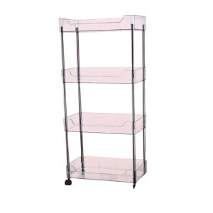 Ace 4-Tier Clear Storage Rack with Wheels