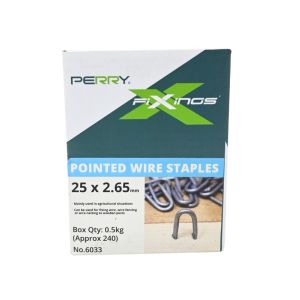  Pointed Wire Staples 25 × 2.65mm – 0.5kg Box (No. 6033)