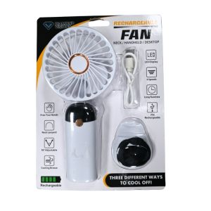 Diamond Visions Rechargeable 3-in-1 Fan – Neck/Handheld/Desktop