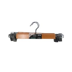 Wood & Metal Clip Coat Hangers 3-Set – 33.5 cm