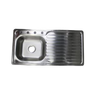 Stainless Steel Single-Bowl Kitchen Sink with Right Drainboard