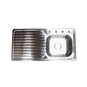 Stainless Steel Single-Bowl Kitchen Sink with Left Drainboard