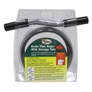 Cobra 25 ft Drain Pipe Auger with Storage Tote – 1/4