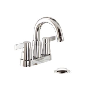 Two-Handle Bathroom Basin Faucet W/ High-Arc Spout & Pop-Up Drain – Chrome