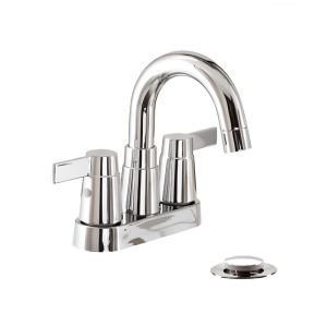 Two-Handle Bathroom Basin Faucet W/ High-Arc Spout & Pop-Up Drain – Chrome