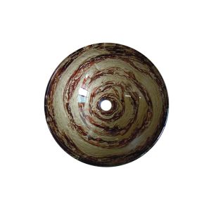 Marbled Glass Vessel Sink – Brown & Cream Swirl Finish