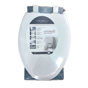  Elongated Toilet Seat W/ Built-In Potty Seat – White