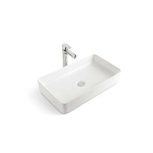 White Rectangular Ceramic Vessel Sink