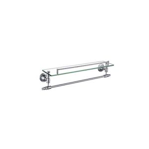 Chrome Wall-Mounted Glass Shelf with Towel Bar