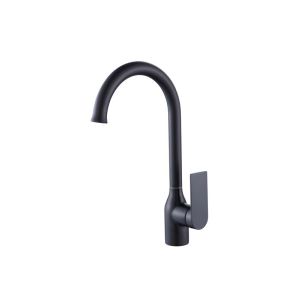 Matte Black Single-Handle Gooseneck Kitchen Faucet