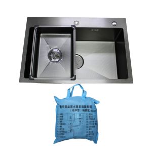Stainless Steel Double-Bowl Kitchen Sink W/ Removable Basin-25.5