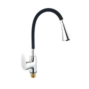 High-Arc Kitchen Faucet with Flexible Pull-Down Sprayer – Chrome & Black