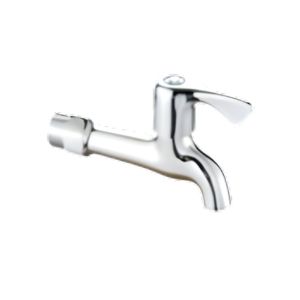 Wall-Mount Single-Handle Bib Tap – Chrome Finish, Extended Spout