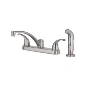 Two Handle Brushed Nickel Kitchen Faucet W/ Side Sprayer