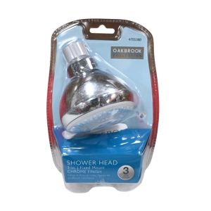 Shower Head – Chrome, 3 Spray Settings
 3 in. Fixed-Mount