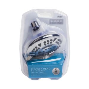 Shower Head – Chrome, 5 Spray Settings 4 in. Fixed-Mount