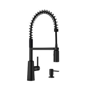 Matte Black Commercial-Style Pull-Down Kitchen Faucet W/ Soap Dispenser