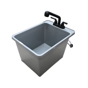 Deep Utility Laundry Tub with Faucet – Heavy-Duty Plastic, Grey