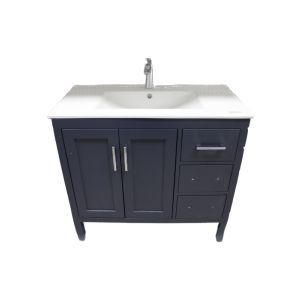 Waterproof PVC Cabinet with Backboard Navy Blue 2 Doors+3 Drawer