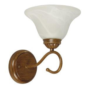 Wall Sconce with Frosted Glass Shade – Antique Wood Finish