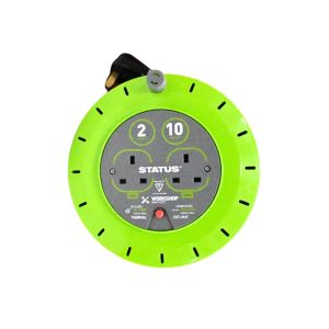 STATUS 2-Socket Cable Reel Extension Lead 10 m