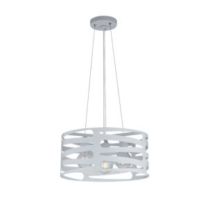 Modern White Pendant Light – Openwork Drum Shade (3-Light Design)
