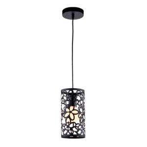 Modern Black Pendant Light – Floral Cutout Metal Shade