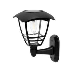 Solar-Powered Outdoor Wall Lantern- Black