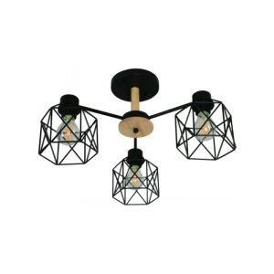 Ceiling Light Fixture – Black & Wood