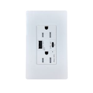 Duplex Wall Outlet with USB-A & USB-C Quick Charge – White