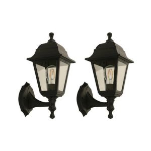 Outdoor Wall Lamp Black 1-Light E27 40 W – Twin Pack