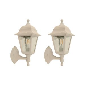Outdoor Wall Lantern Light, White Finish – Twin pack