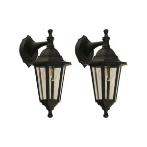 Outdoor Wall Lamp Black 1-Light E27 40 W – Twin Pack (Design 2)