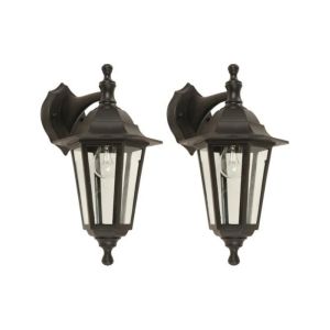Outdoor Wall Lantern Light Set, Bronze Finish – 2 Pack