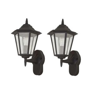 Outdoor Wall Lantern Light Set, Black Finish – 2 Pack