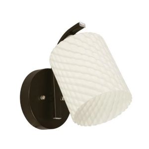 Wall-Mount Indoor Light Sconce – White Textured Glass Shade