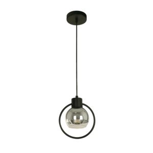 Pendant Ceiling Fixture – Matte BlackW/ Clear Glass