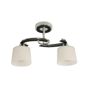 Modern 2-Light Semi-Flush Ceiling Fixture – Chrome & Frosted Glass