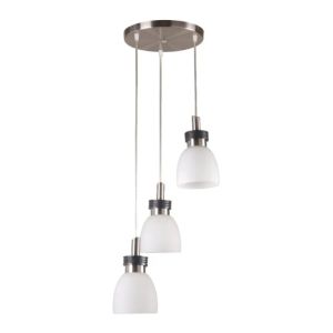 3-Light Hanging Pendant – Brushed Nickel Ceiling Fixture W/ Frosted