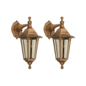 Outdoor Wall Lantern Lamp 40 W – Antique Bronze (2-Piece Set)