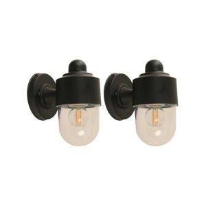 Modern Outdoor Wall Light – Twin Pack Black