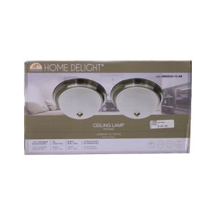 Flush-Mount Ceiling Lamp – Brushed Nickel Finish 2pk