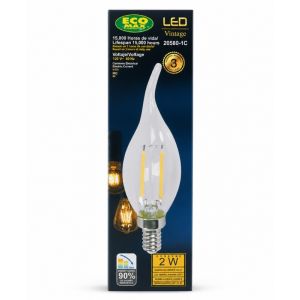 EcoMax Vintage LED Filament Candle Bulb 2W E14 Warm White