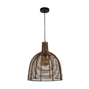 Hanging Pendant Lamp 1-Light E27 40 W – Matte Black with Woven Shade