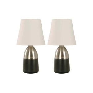 Table Lamp 1-Light E27 40 W – Satin Nickel & Black Base