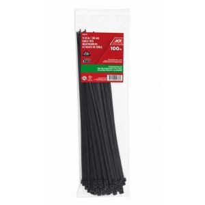 CABLE TIES 30CM (11.8IN) 50LB BLACK 100 PK ACE