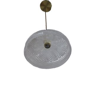 Vintage Ribbed Glass Pendant Light
