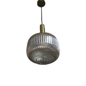 Ribbed Glass Globe Pendant Light