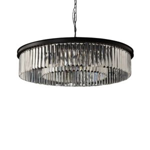 Crystal Round Chandelier – Black Frame