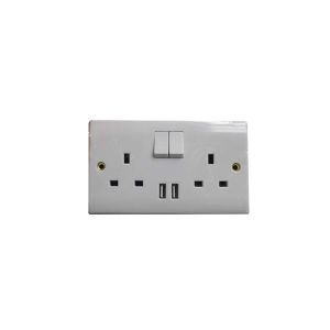 Cronexrabo 2 Gang Switch Skt Outlet Wth Usb Port White 1 Each CXE7049